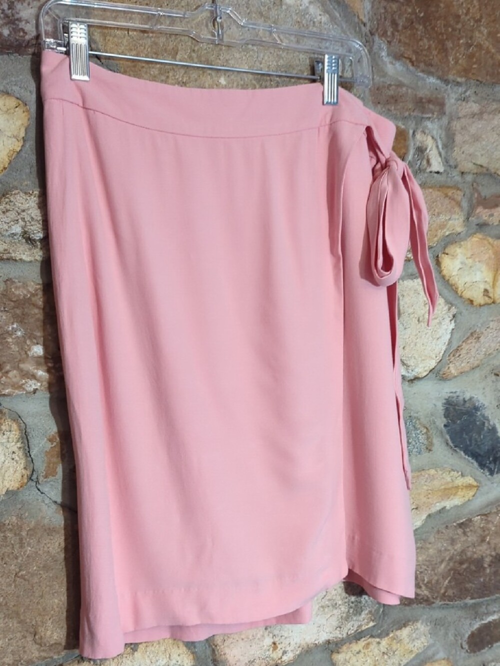 LOFT Blush Pink Midi Skirt with Side Tie - Picture 2 of 9